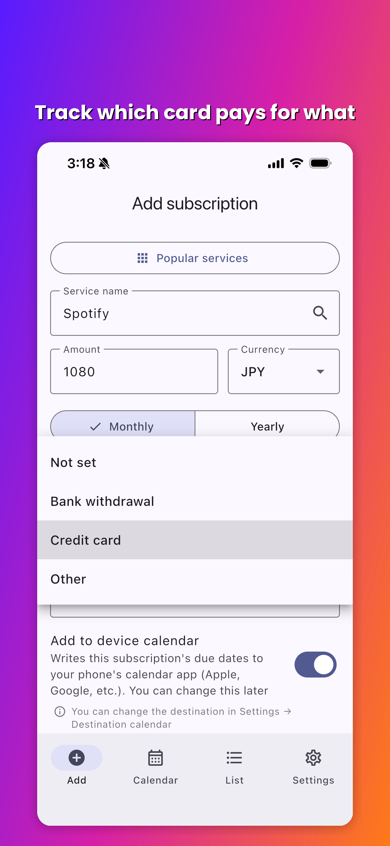 Sub Due Dates - Bill Calendar screenshot 4