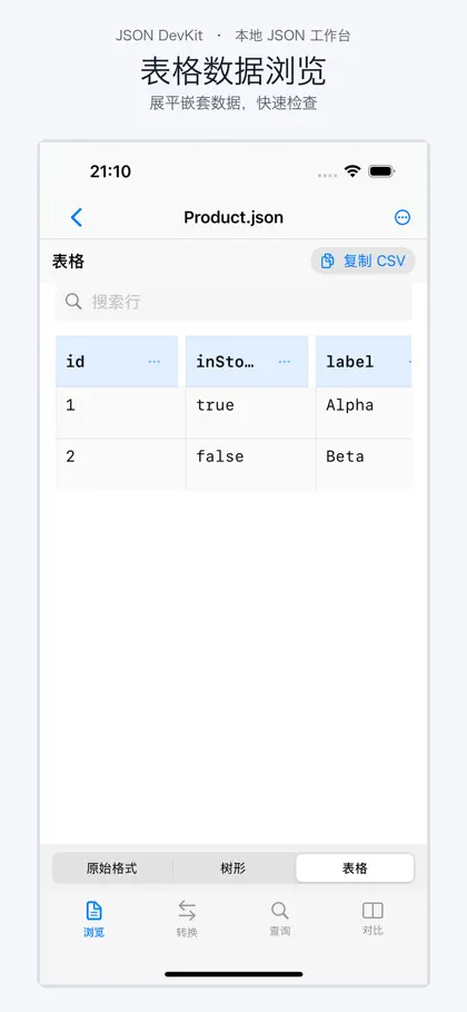 Capture d'écran 6 sur 6 de JSON DevKit编辑器