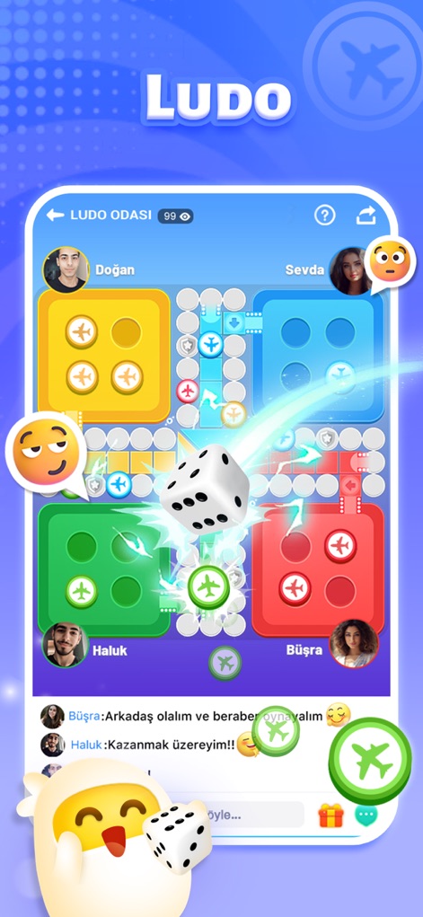 TopTop: Games&Chat - Experience the timeless Ludo game, showcasing its traditional board layout and real-time social chat features.