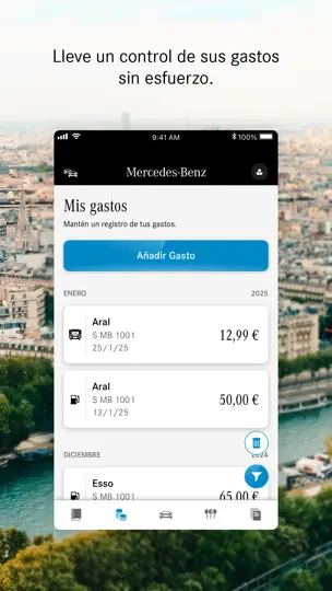 Captura de pantalla de Mercedes-Benz Logbook en iPhone 3