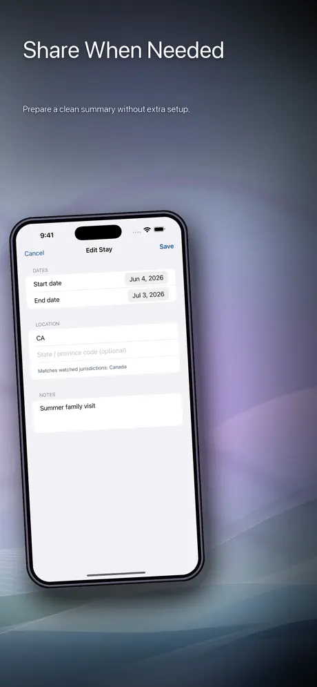 183 Day Presence Log screenshot 3