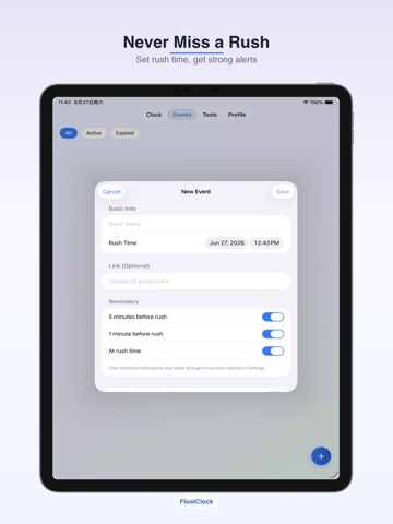FloatClock-Floating PiP Clock iPad screenshot