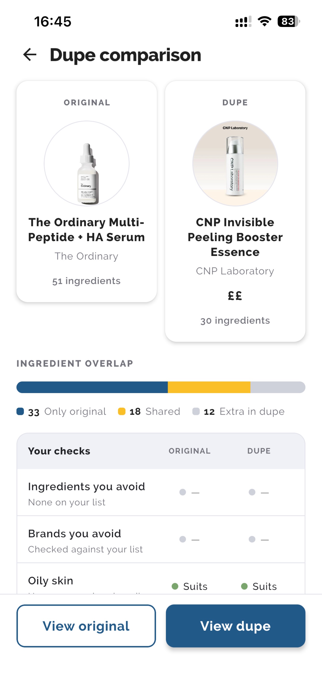 Screenshot 3 of InciSmart: Skincare Dupes