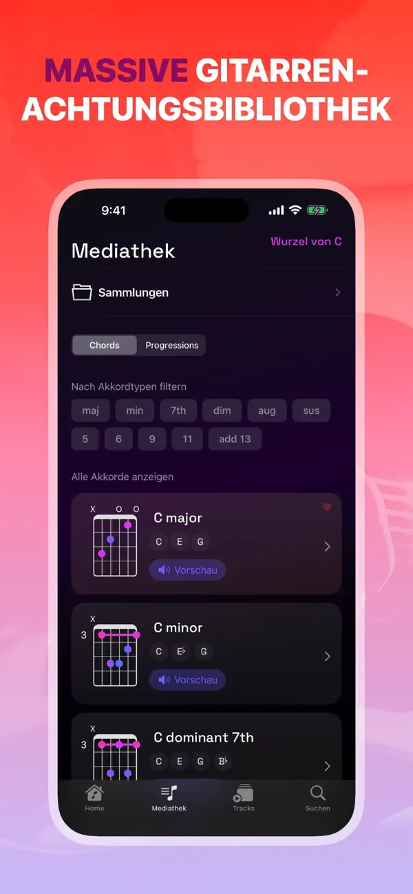Akkorde & Tuner: Guitar Wiz iPhone App Screenshot 3 – Musik