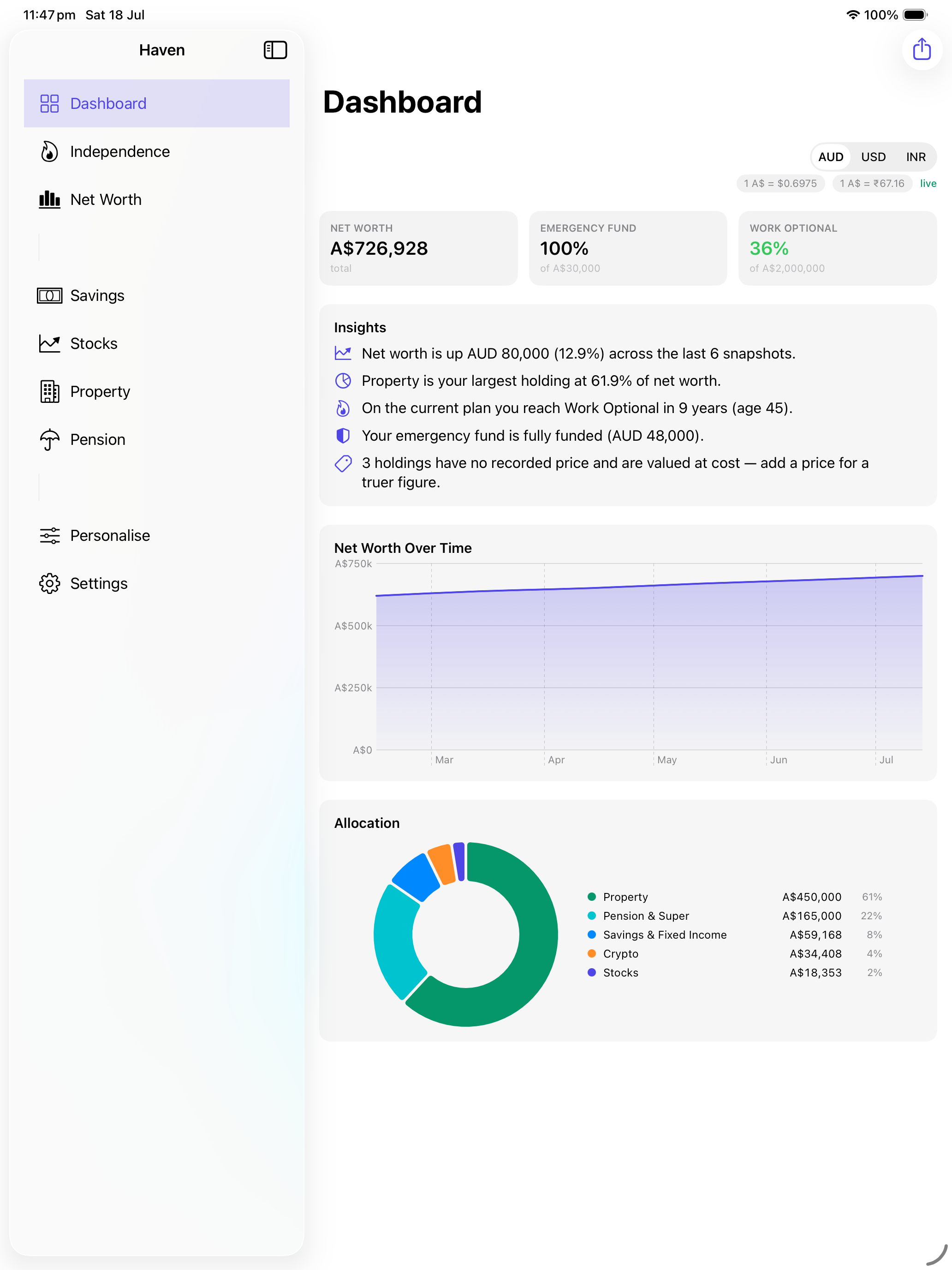 Haven - Net Worth & FI Planner screenshot 11