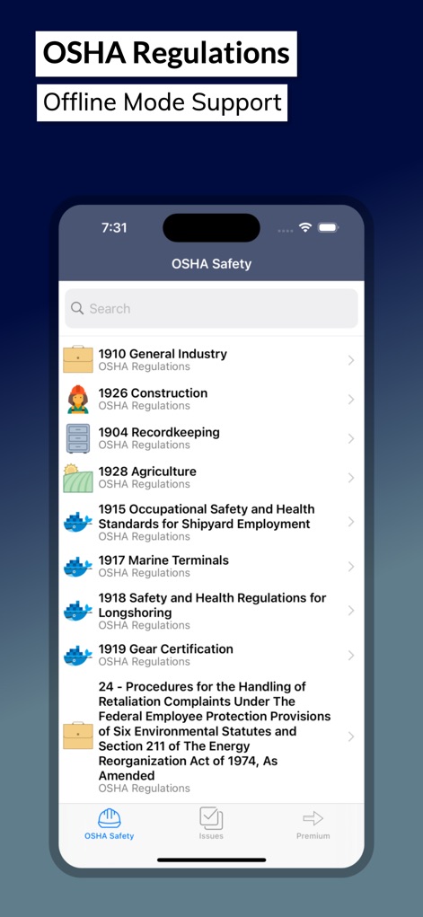 OSHA Safety Regulations Guide - Reference App | MWM