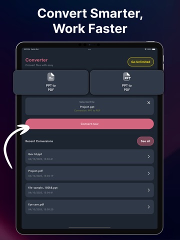 PPTX to PDF Converter iPad screenshot