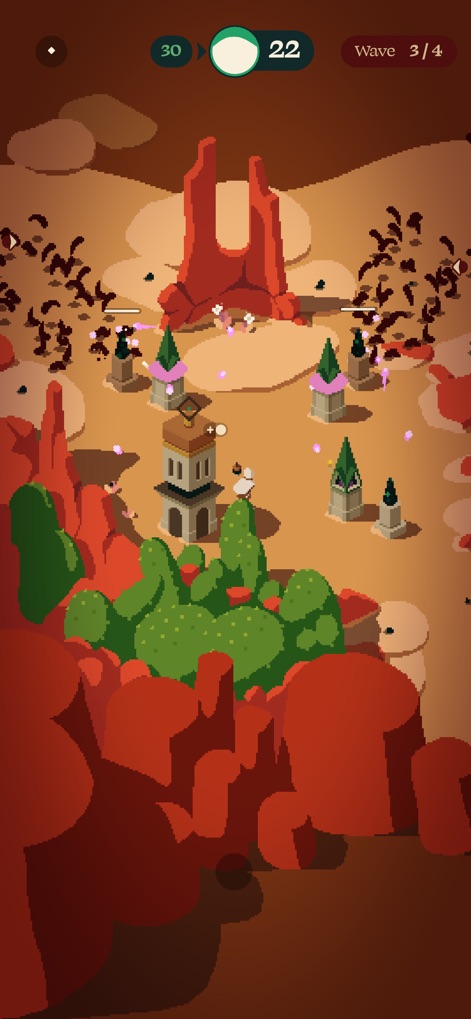 Rift Riff - Explore the visually rich desert environment featuring multiple active towers defending against swarms of incoming enemies.
