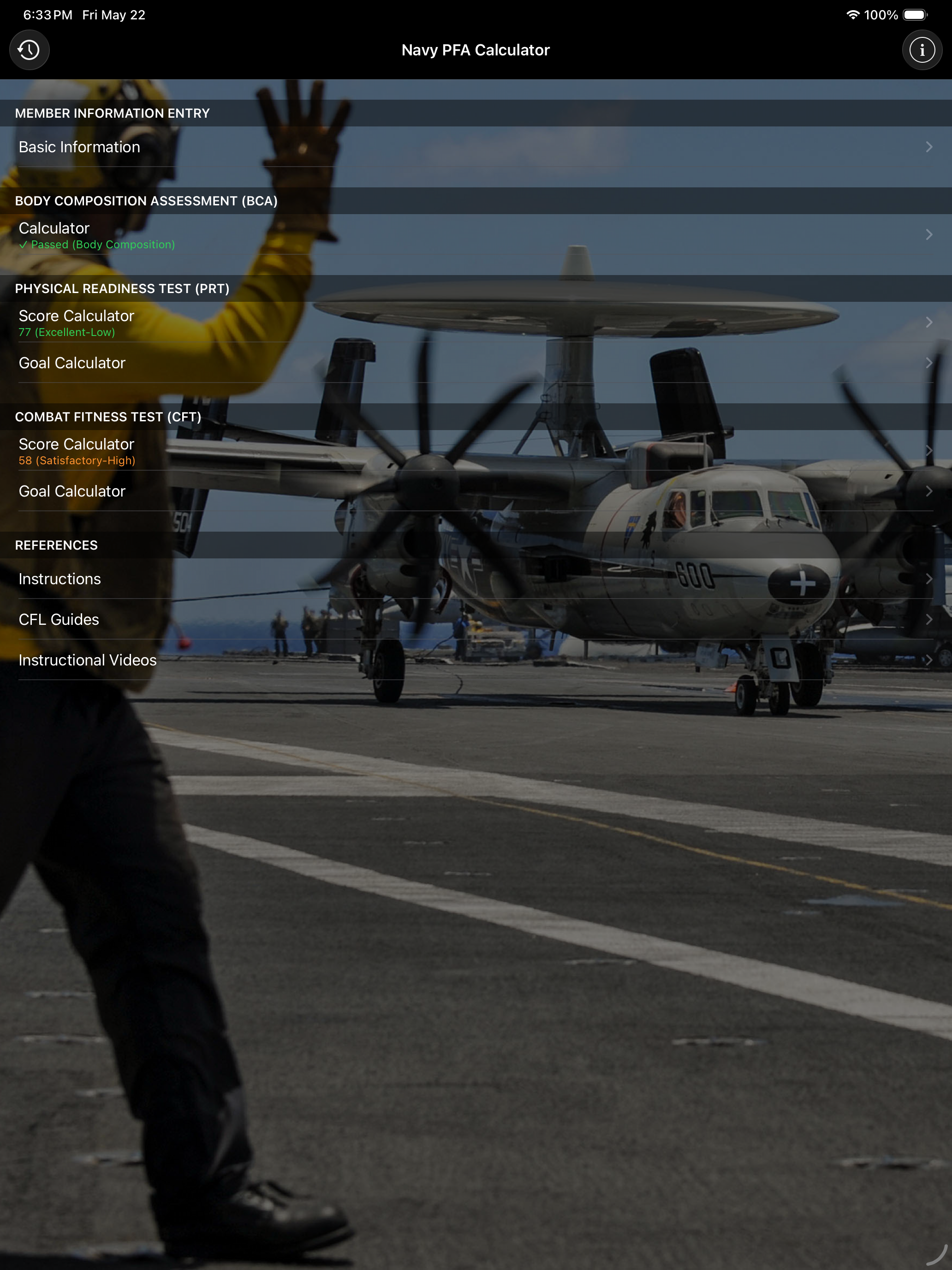 Navy PFA Calc