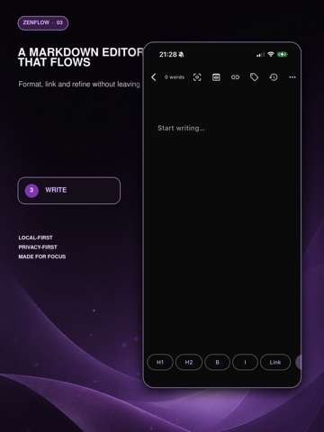 ZenFlow AI Markdown Editor iPad screenshot