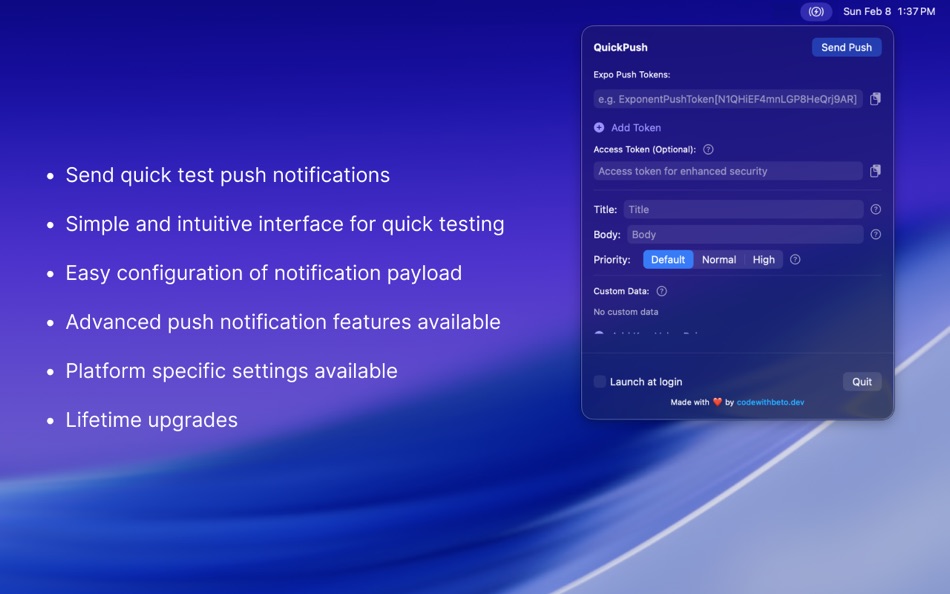 #2. QuickPush Tool (macOS) 作者: Code with Beto
