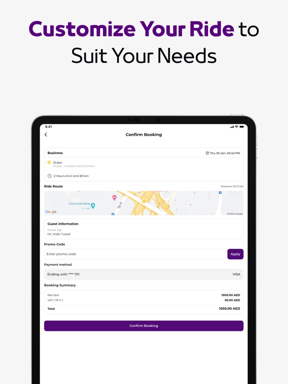 Yelo Limousine iPad screenshot 4 - Travel app