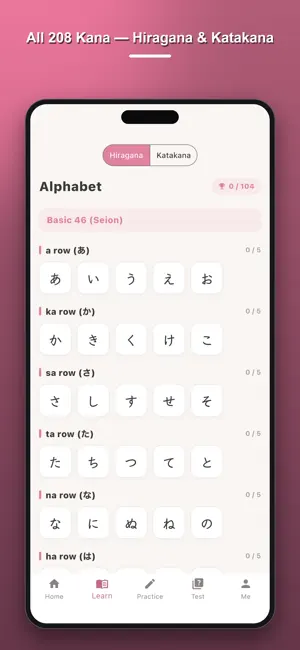 Learn Japanese Alphabet Kana screenshot 2