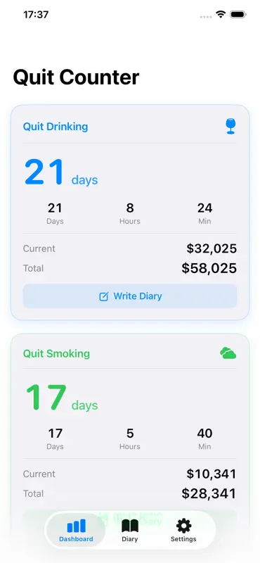 Quit Drink & Smoke Counter screenshot 1 of 5