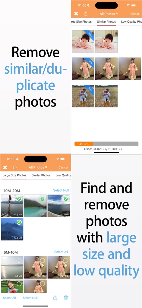 AI Cleaner Max-Clean Up Device - The app intelligently identifies similar/duplicate photos and organizes large-size photos for efficient review and deletion, reclaiming valuable storage space.