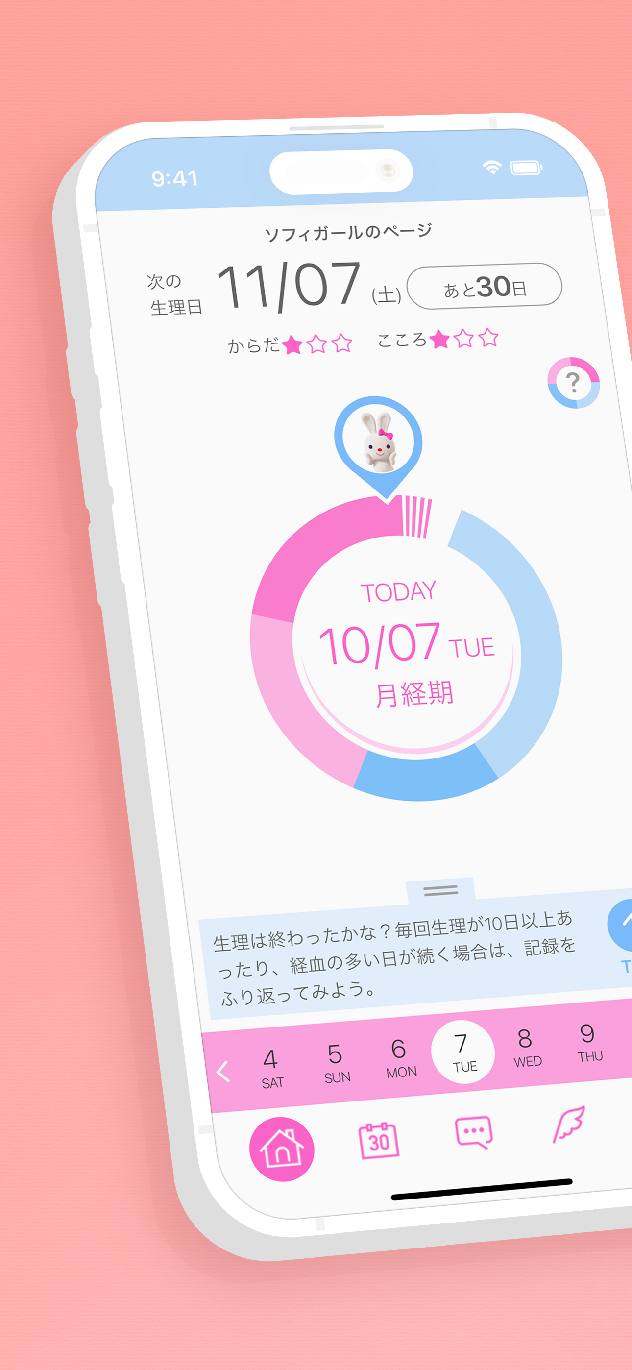 ソフィガール 生理管理アプリで生理の周期を予測し体調管理