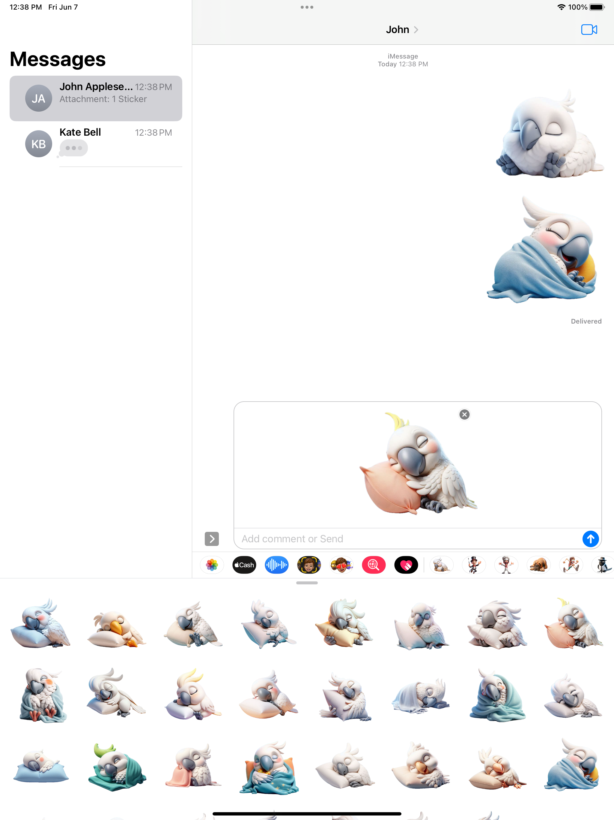 Sleeping Cockatoo Stickers