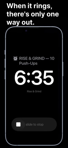 Rise & Grind: Pushup Alarm iPhone screenshot