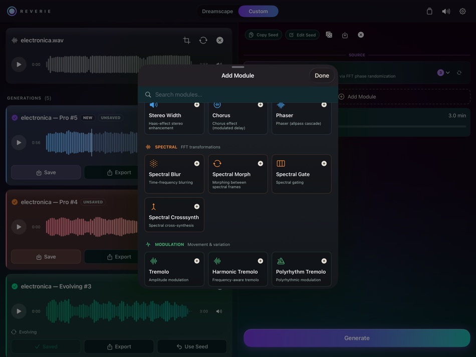 #3. Reverie: Soundscape Generator (iOS) Od: Parallel Minds