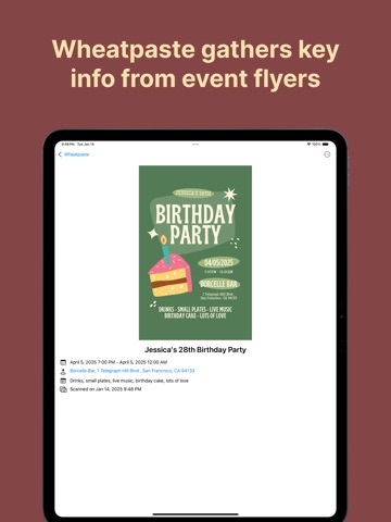 Wheatpaste: Flyer to Calendar iPad screenshot