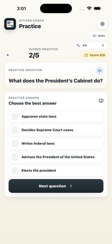 Citizen Coach: Civics Test iPhone screenshot