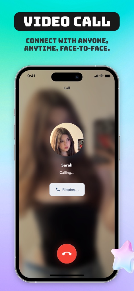 Cove - Share Fun, Video Chat - Users can initiate direct video calls with a prominent 'Ringing...' status and a clear display of the incoming caller.