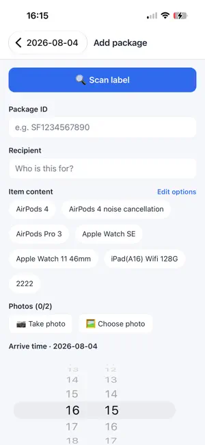 packagenote screenshot 3