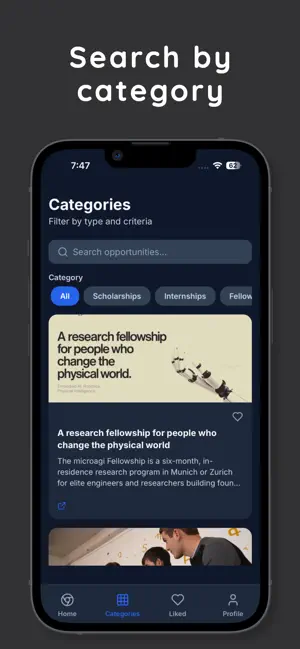Scholarships & Internships screenshot 2