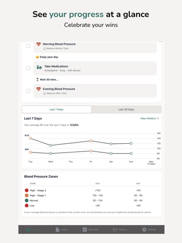 HealthNest Blood Pressure App iPad screenshot
