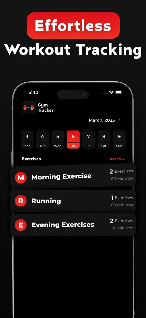 Screenshot #1 pour Gym Workout Tracker - FitBuild