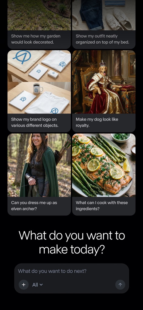 RunwayML - Hier wird die vielseitige Anwendung der KI durch verschiedene Prompts demonstriert, von der Visualisierung einer dekorierten Gartenlandschaft bis zur Erstellung eines Logos auf diversen Objekten.