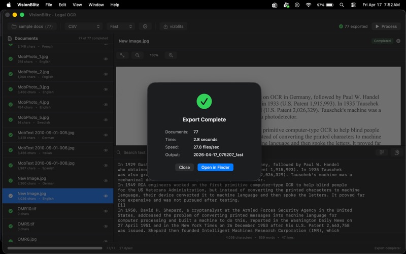 VisionBlitz - Legal OCR Tool screenshot