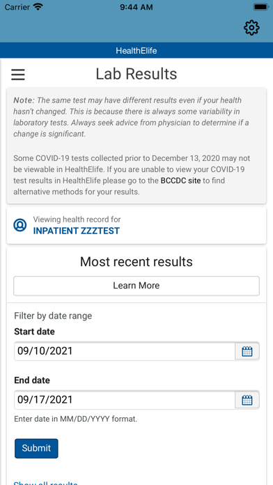 Northern Health - HealthElife Screenshot