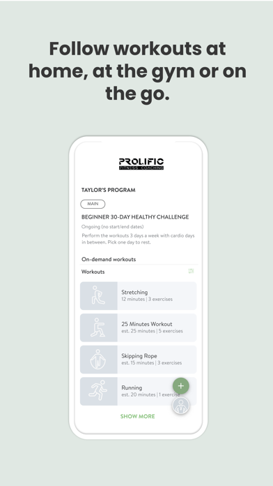 Prolific Fitness Coaching Screenshot