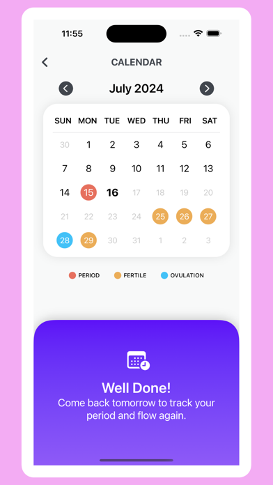 Period Tracker - Calendar Screenshot