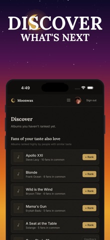 Moonwax - Music Ranking iPhone screenshot