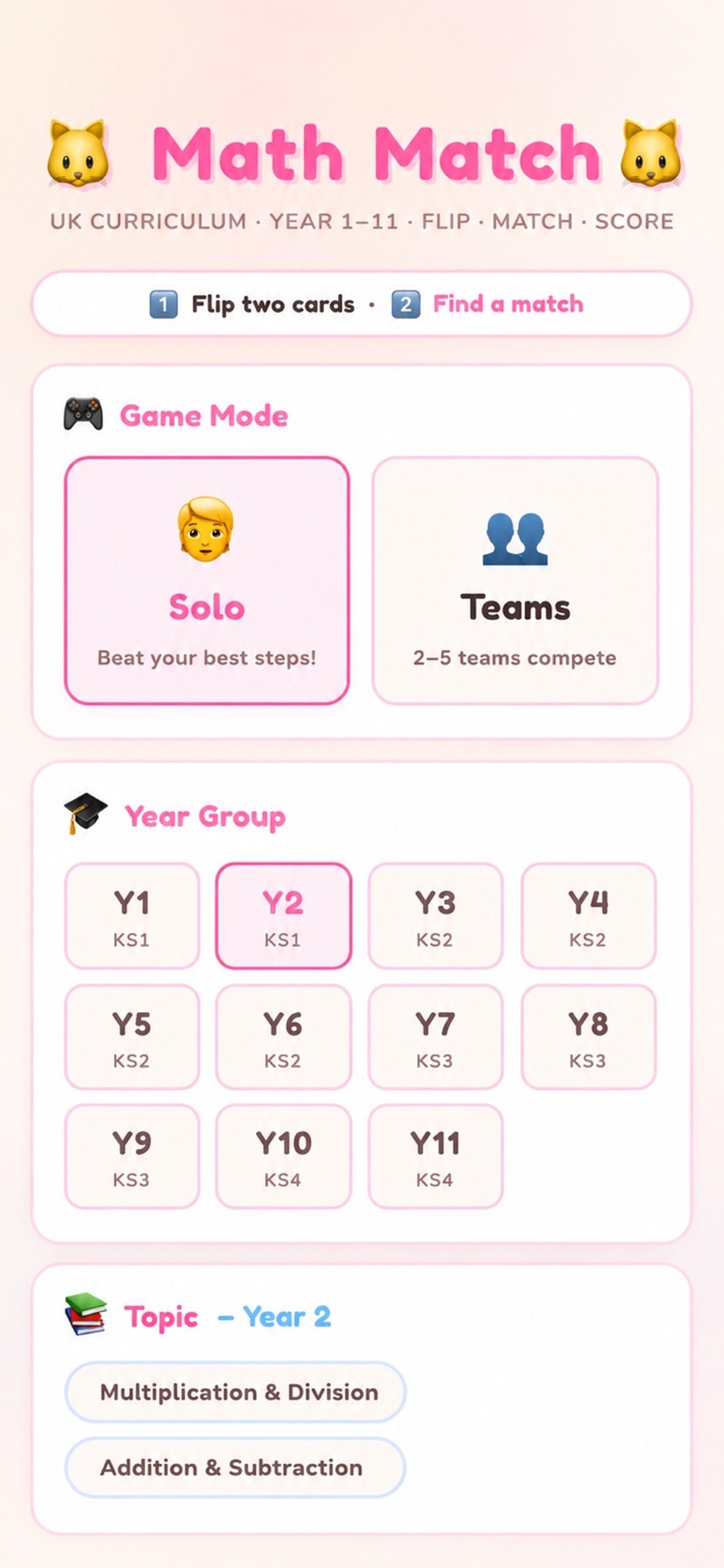 Screenshot 1 of Math Match Cats