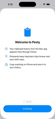 Pesty - Clipboard Manager iPhone screenshot