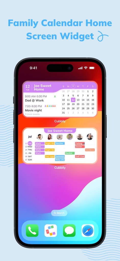 Cubbily:Shared Family Calendar - ユーザーは、デバイスのホーム画面で予定を素早く確認できるカレンダーウィジェットや、今後のイベントと参加者を一覧で表示するイベントリストウィジェットを利用できます。
