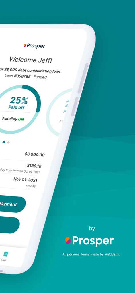 Prosper: Personal Loans - Dieses Tool ermöglicht es Nutzern, ihren Kreditfortschritt genau zu verfolgen, inklusive des Prozentsatzes der bereits getilgten Summe und der Aktivierung von AutoPay.