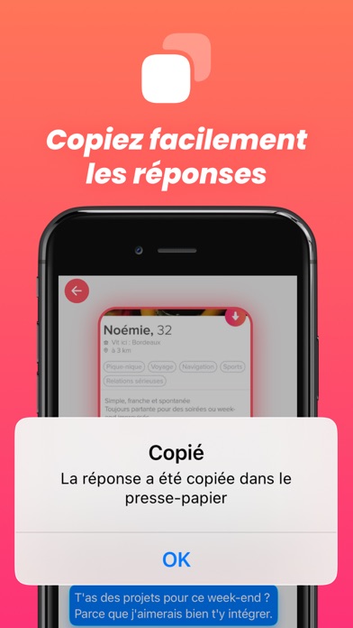Tchatcheur AI dating reply generator in action - generating the perfect rizz response