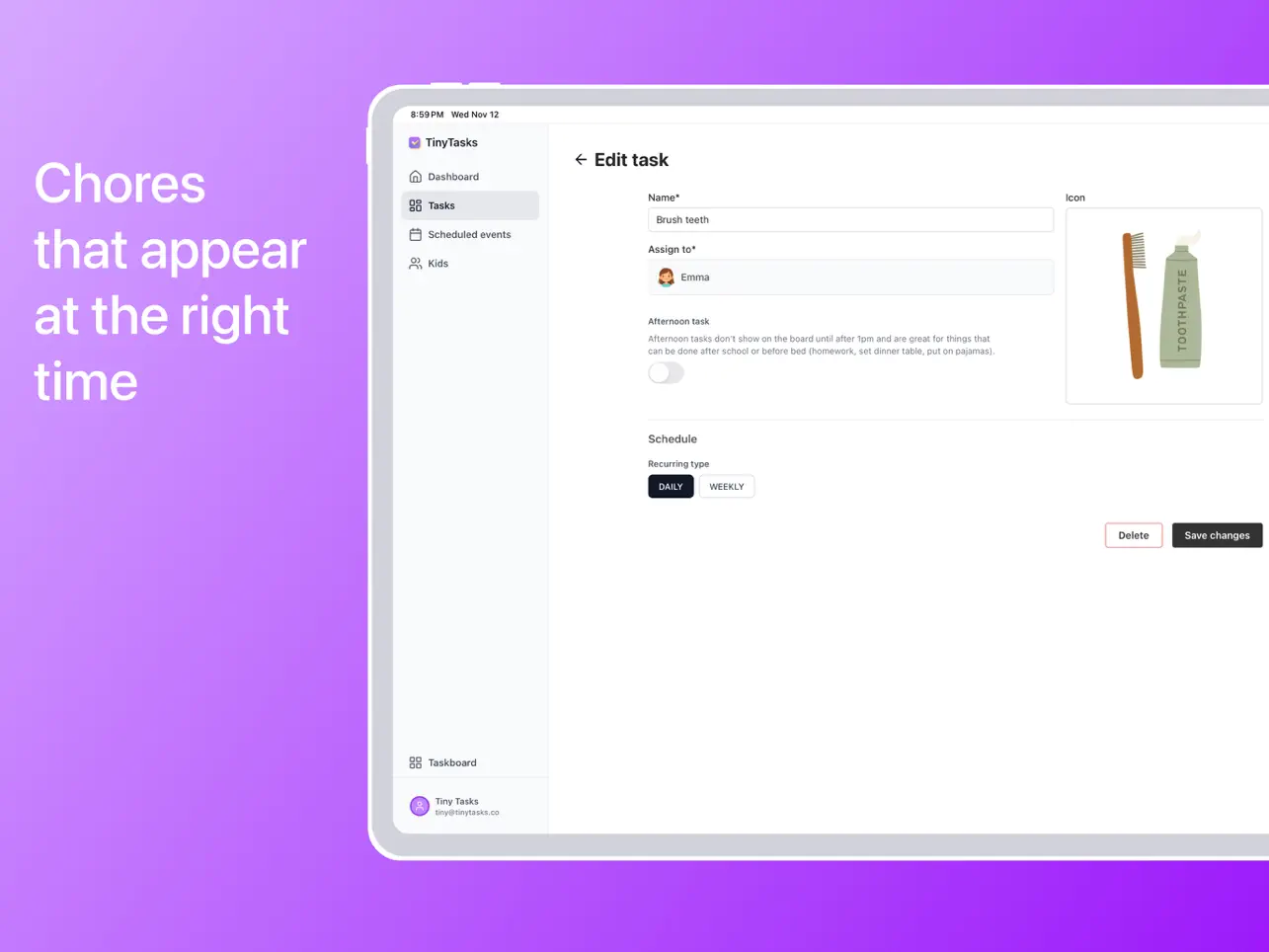 #4. TinyTasks Chore Tracker (iOS) Ved: Travis Amaral
