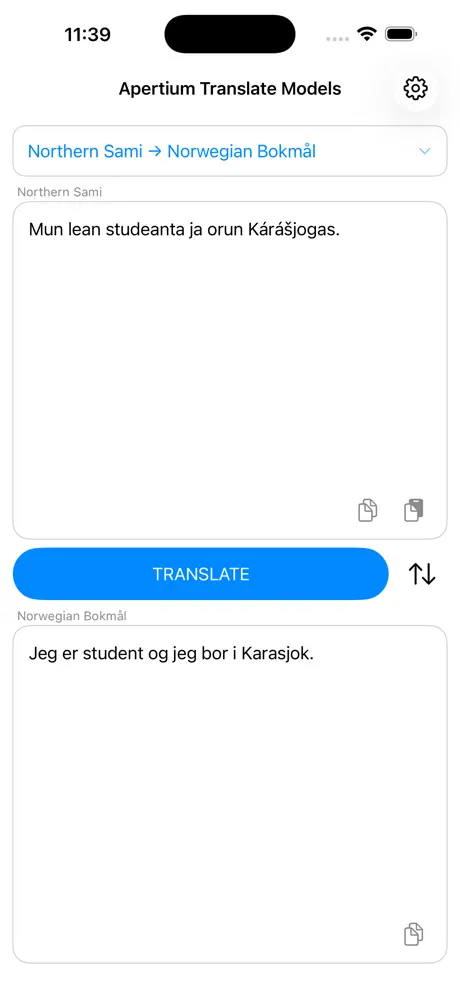 Apertium Translator screenshot 2
