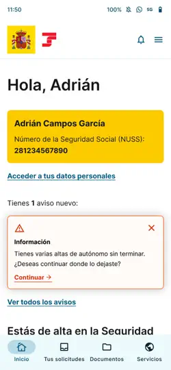 Captura de pantalla de Importass Seguridad Social en iPhone 2