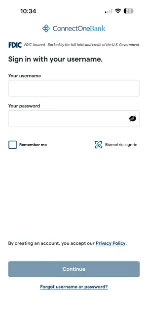 ConnectOne Bank Mobile screenshot 1