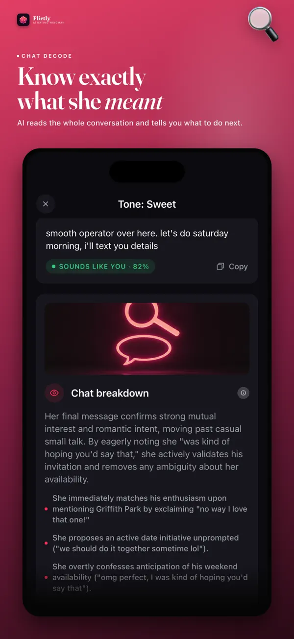 Flirtly AI Chat Decode screen reading between the lines