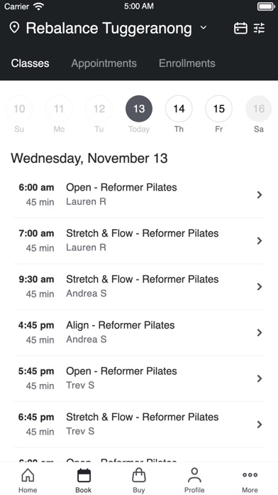Rebalance Pilates and Yoga Screenshot