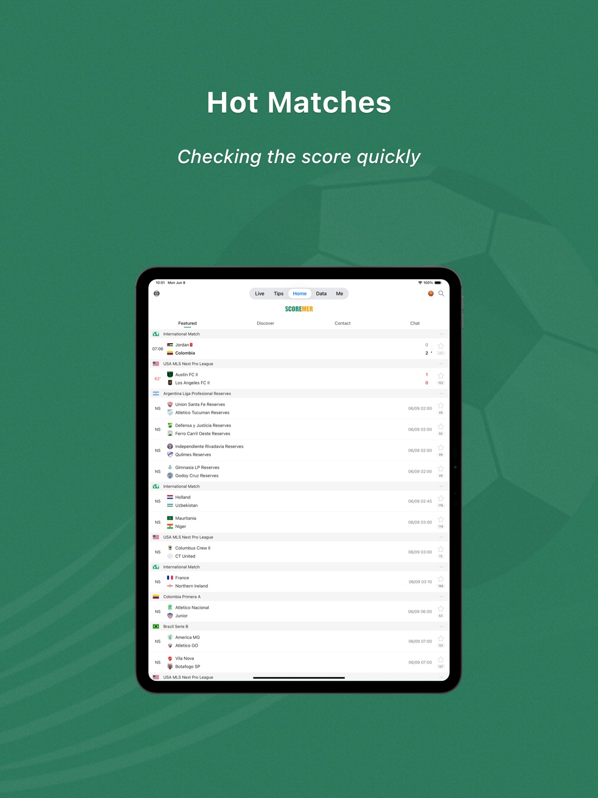 Scoremer - Soccer Live Scores ipad screenshot 1