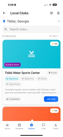 Sclubber.com Sports Platform screenshot