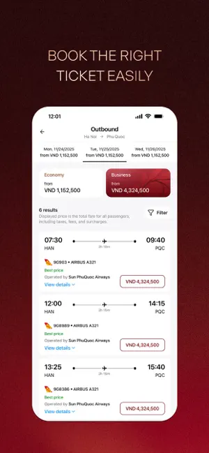 Sun PhuQuoc Airways iPhone screenshot 2